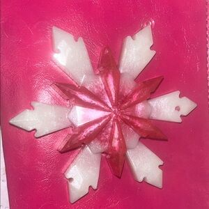Pink and White Snowflake Ornament